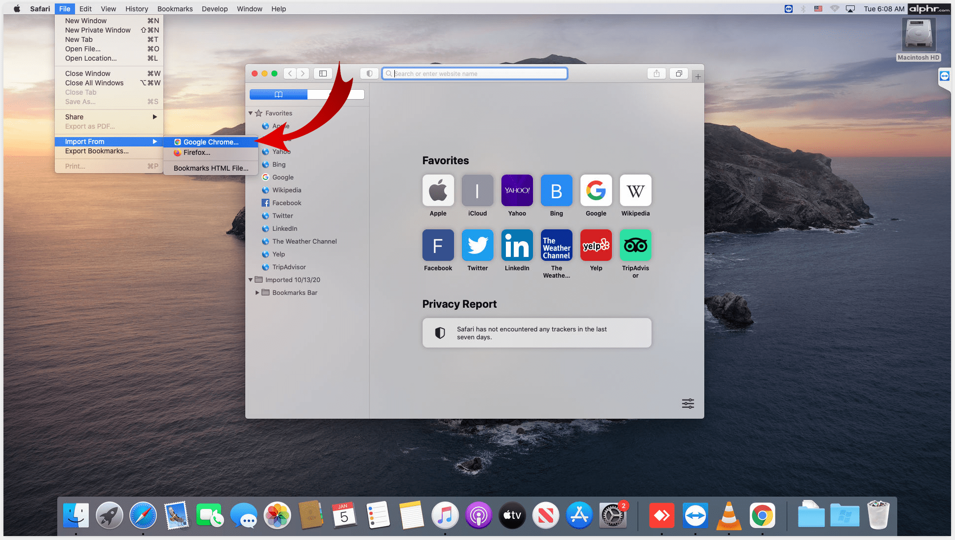 单击文件 > 导入自 > Google Chrome。