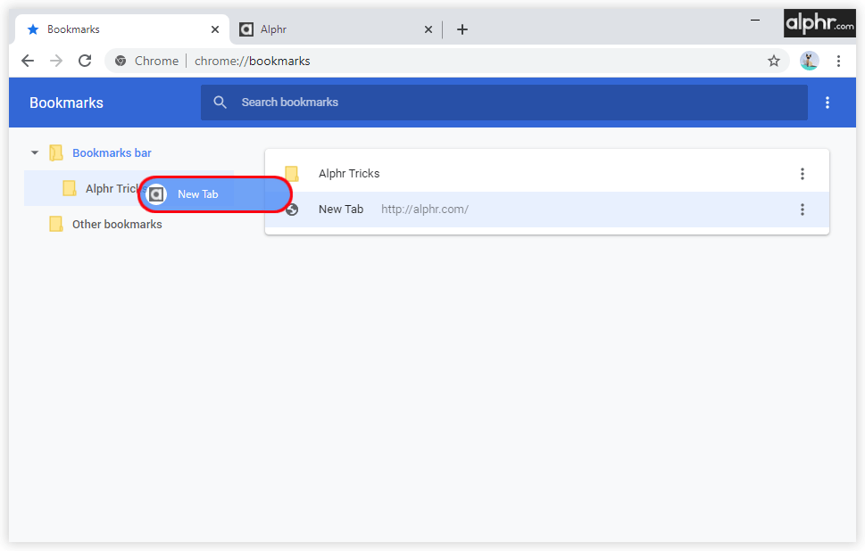 将书签拖放到新文件夹中
