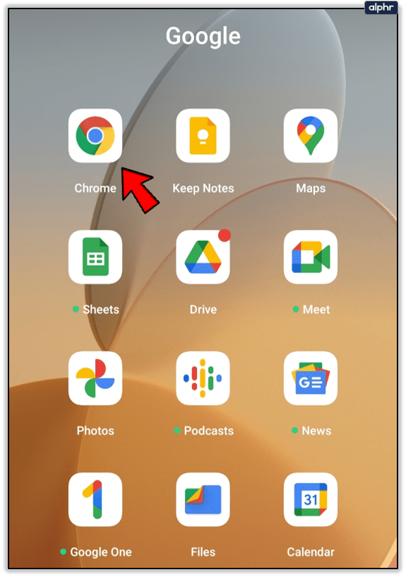 在 Android 设备上打开 Chrome 应用。