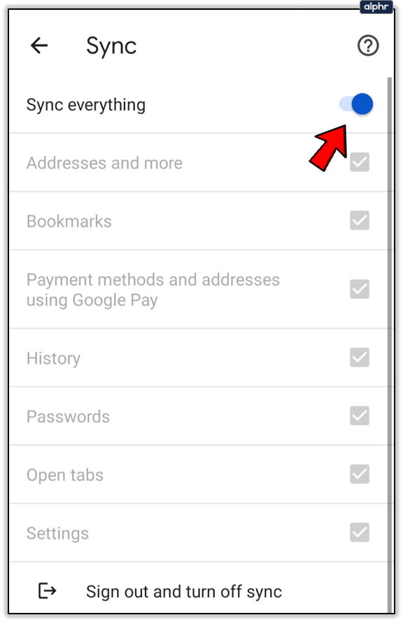 您还可以关闭所有同步并手动决定要同步的内容。