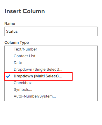 smartsheet dropdown