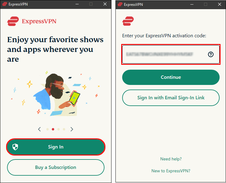 登录并输入您的激活码。