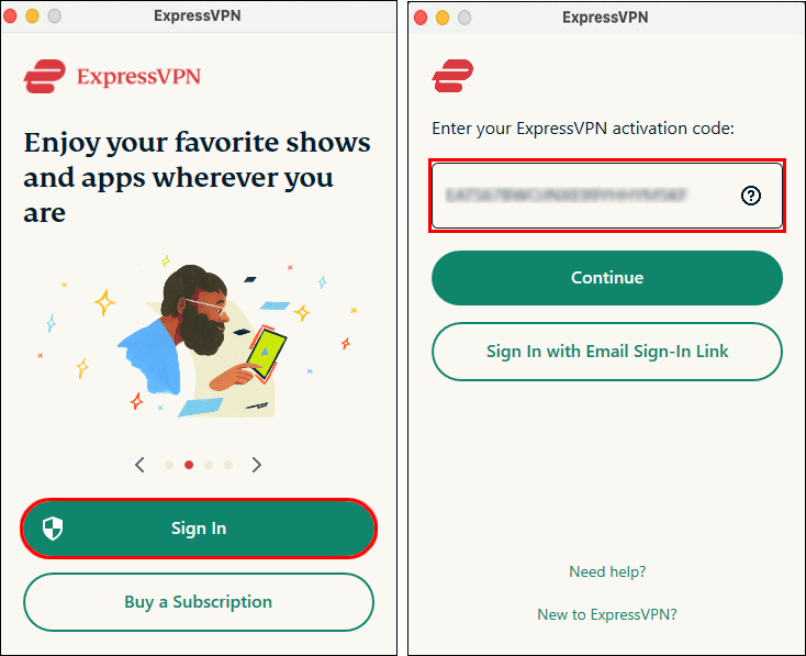登录并输入您的激活码。