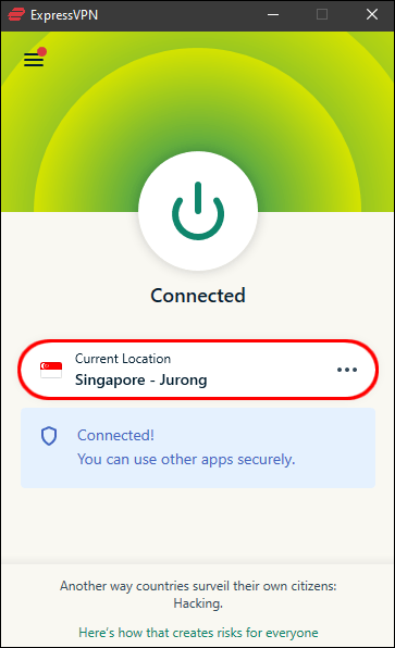 在按钮下方,您可以选择要连接的特定服务器和位置。