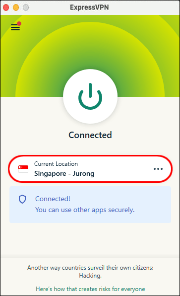 在按钮下方,您可以选择要连接的特定服务器和位置。