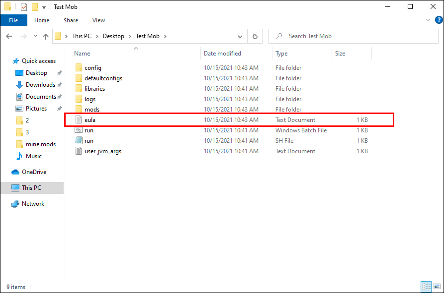 打开 eula.txt 文件并将“false”行更改为 true。按 Ctrl + S 保存更改并退出文件。