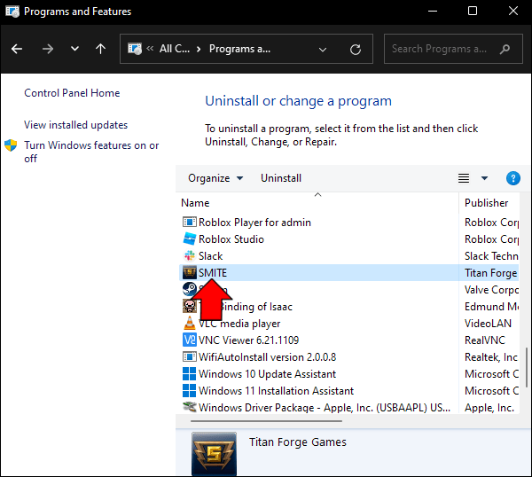 从显示的列表中找到您要卸载的应用程序。