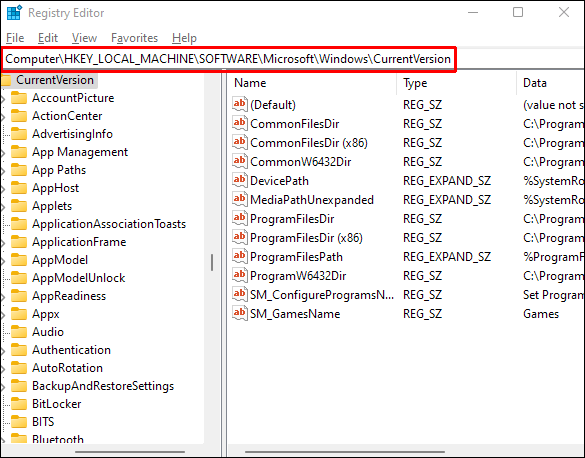 如果要卸载位于 C:\Program Files 中的 64 位应用程序，请输入以下位置：Computer\HKEY_LOCAL_MACHINE\SOFTWARE\Microsoft\Windows\CurrentVersion\