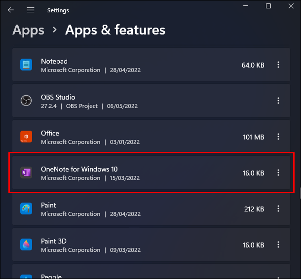 在应用程序和功能组中找到您要删除的应用程序。
