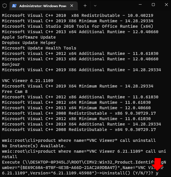 运行该命令后，系统将提示您确认卸载。输入“Y”进行确认。