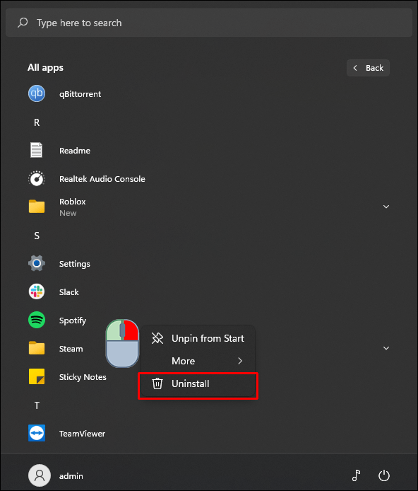 找到要删除的应用程序，右键单击它，然后选择“卸载”。