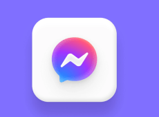 Facebook Messenger icon on a light purple background