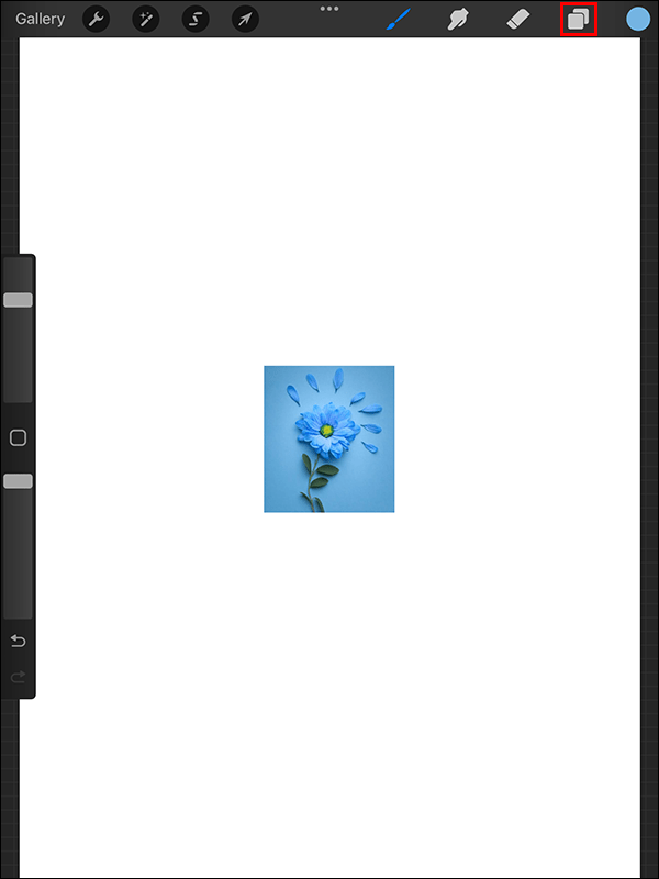 Докоснете иконата на слоевете в Procreate