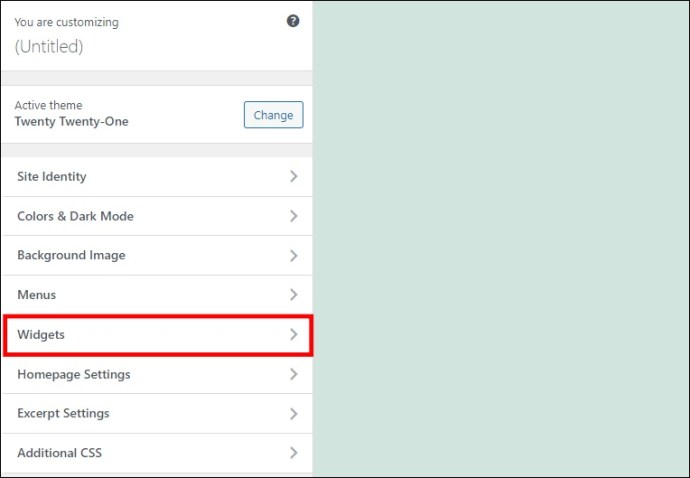 Opening up the widgets part of WP theme customizer