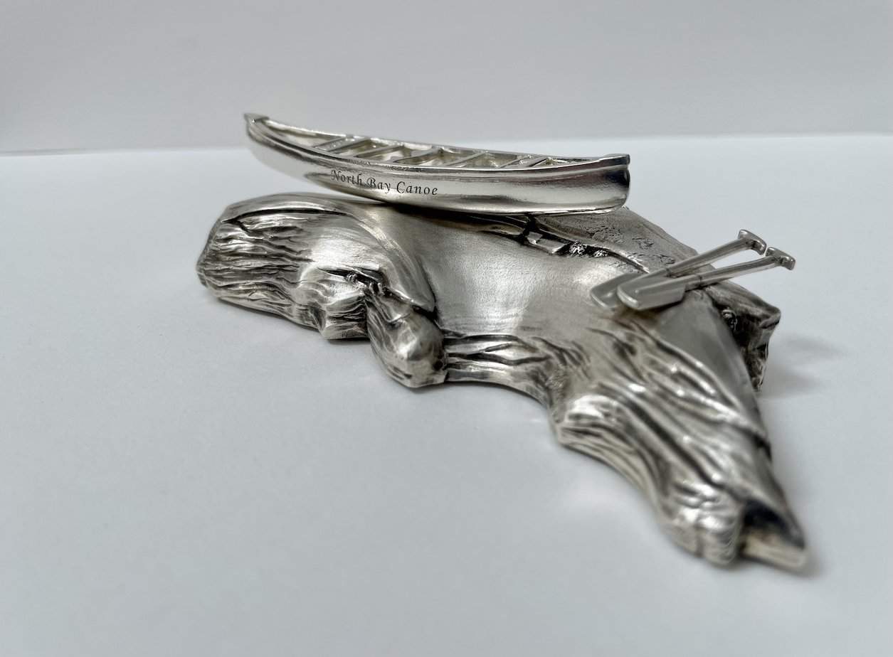 Sterling Silver Canoe, Paddles, and Island.
