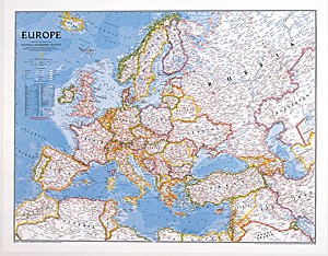 EUROPE WALL MAP NGeurope 