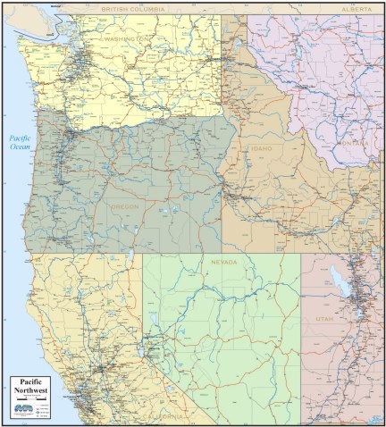Pacific Northwest Physical Map Pacificnw.