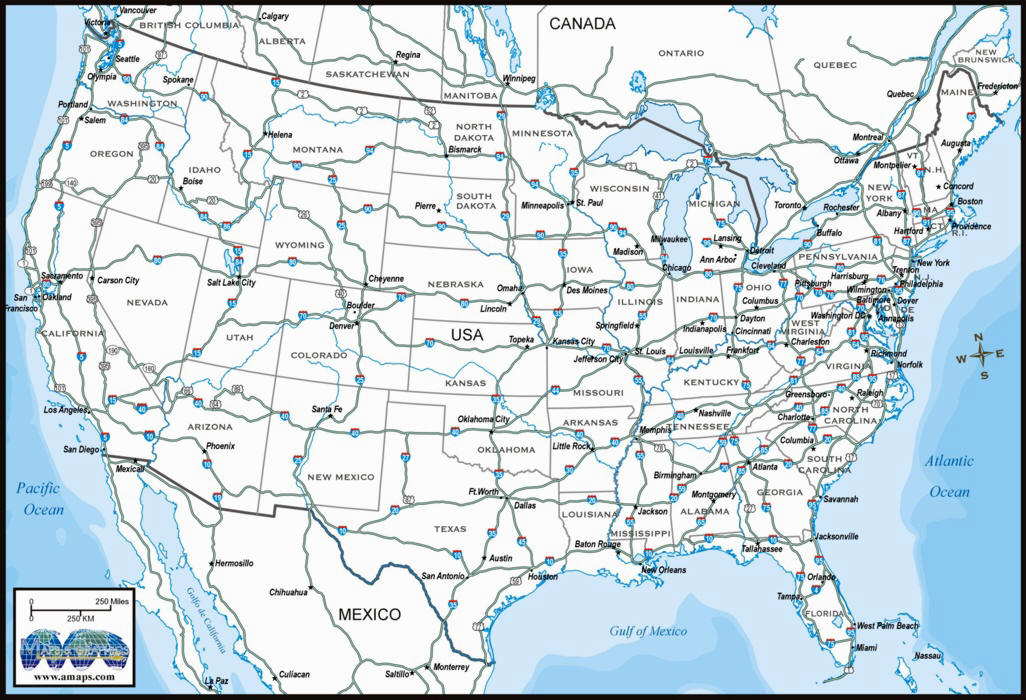 Hwy Map Of United States USAhwy100 
