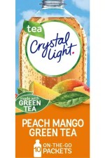Crystal Light Peach Mango Green Tea Sugar Free Drink Mix Singles 10-2.32g NET WT 23.2g MHD 12/03/2027