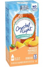 Crystal Light Peach Mango Sugar Free Drink Mix Singles with Caffeine, 10-2.21g ct Packets - NET WT 22.1g MHD 27/01/2027