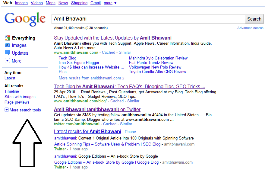 Google Search Results Sidebar