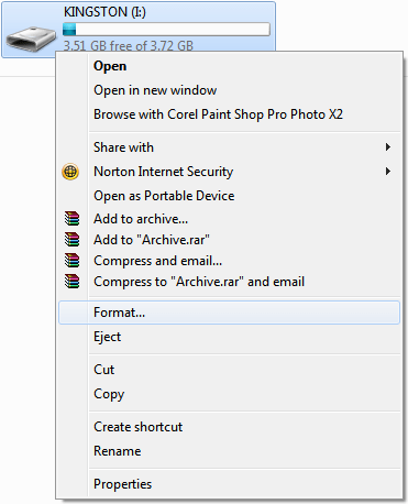 USB Drive Format Option