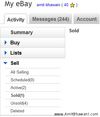 My eBay Summary