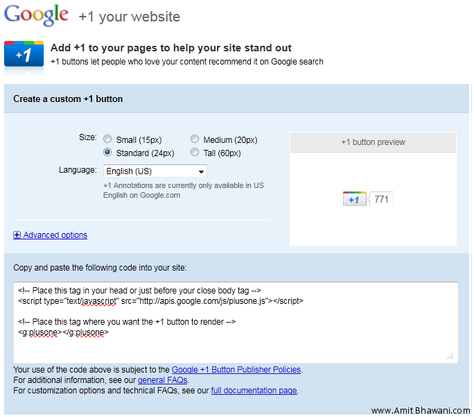 Google +1 button sizes