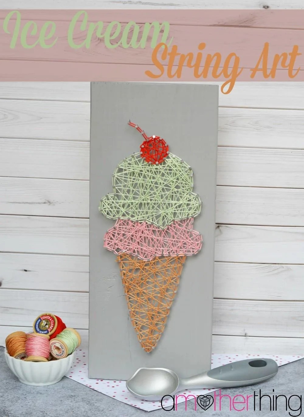 diy string art ice cream cone with template it s a mother thing