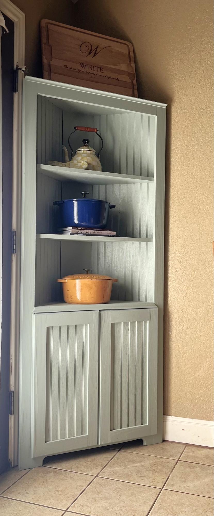 Corner farmhouse cabinet