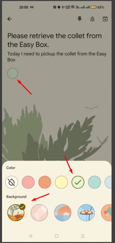 Add a background color to a note on Google Keep