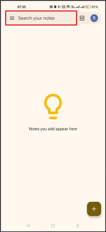 Search for a note on Google Keep