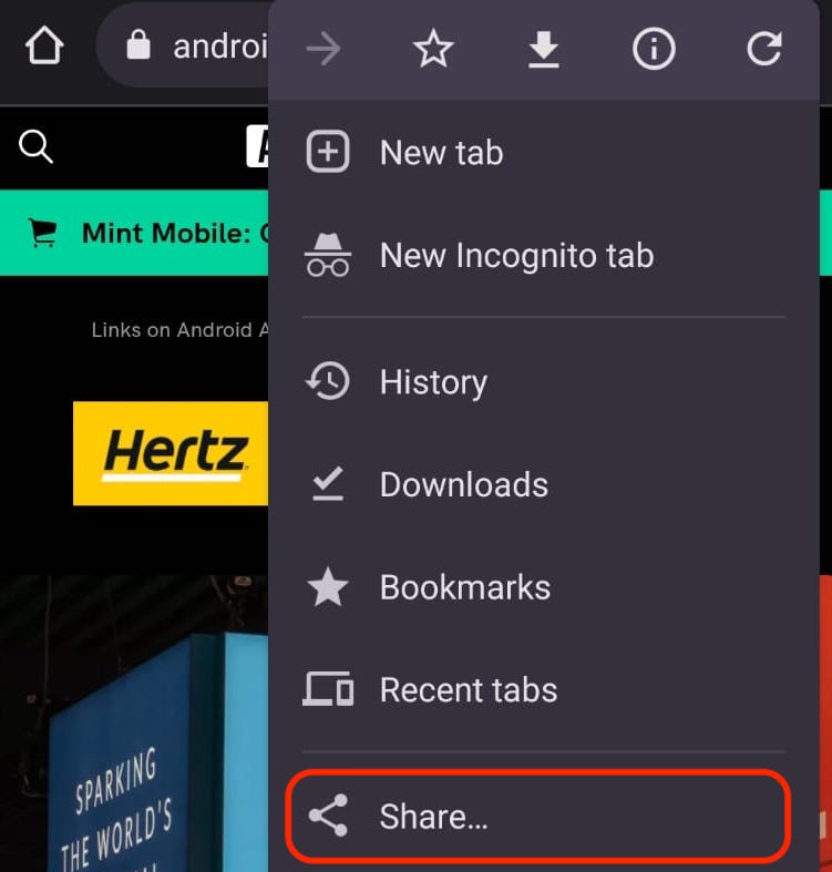 android chrome share link android chrome share link