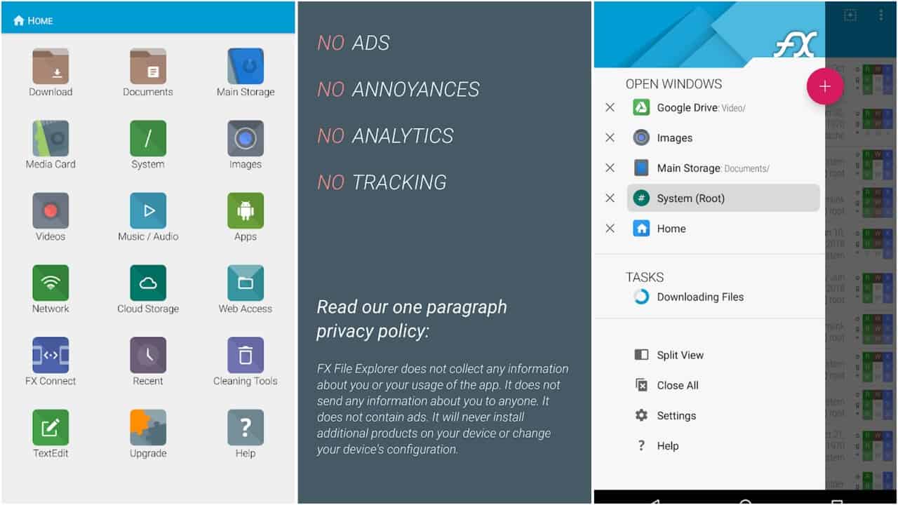 Grade do aplicativo FX File Explorer