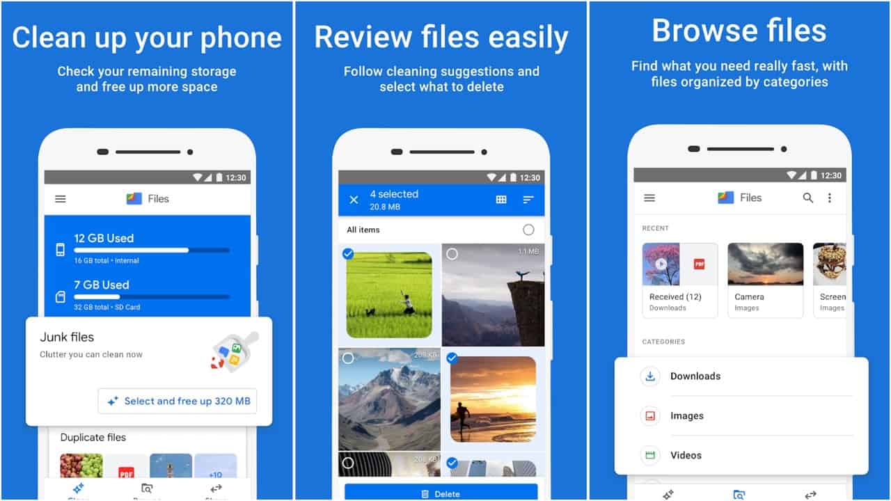 Arquivos da grade do Google app