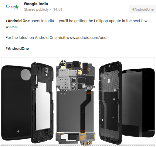 Google Android One Lollipop Update