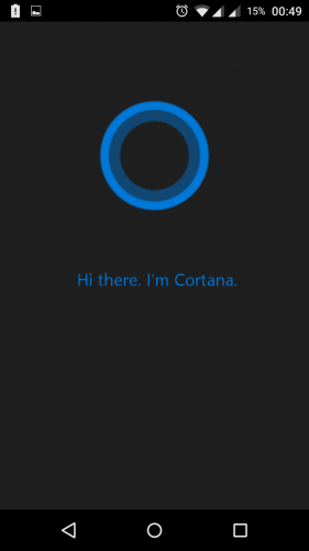 Cortana For Android Welcome Screen