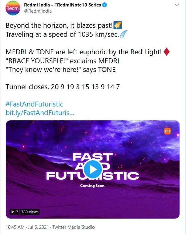 Redmi Note 10T India launch teased