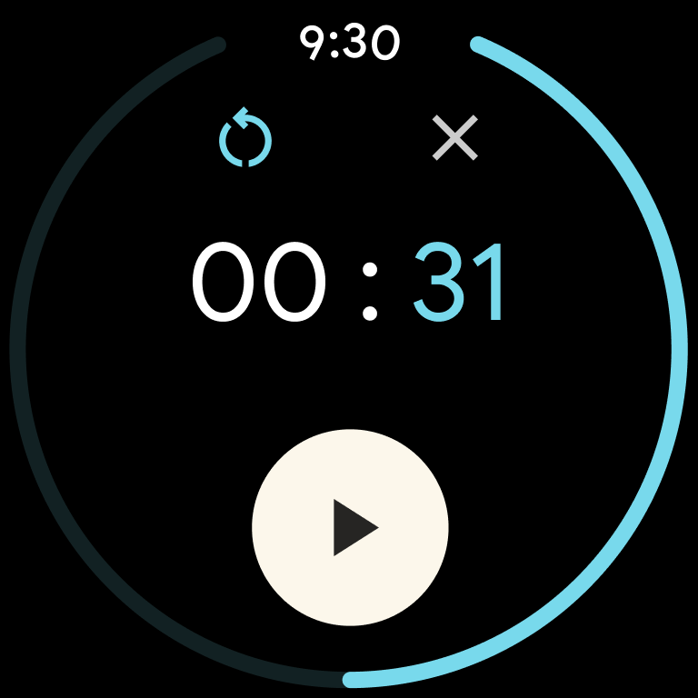 Google Clock timer counting down, Live Updates support in Google Clock v9.0