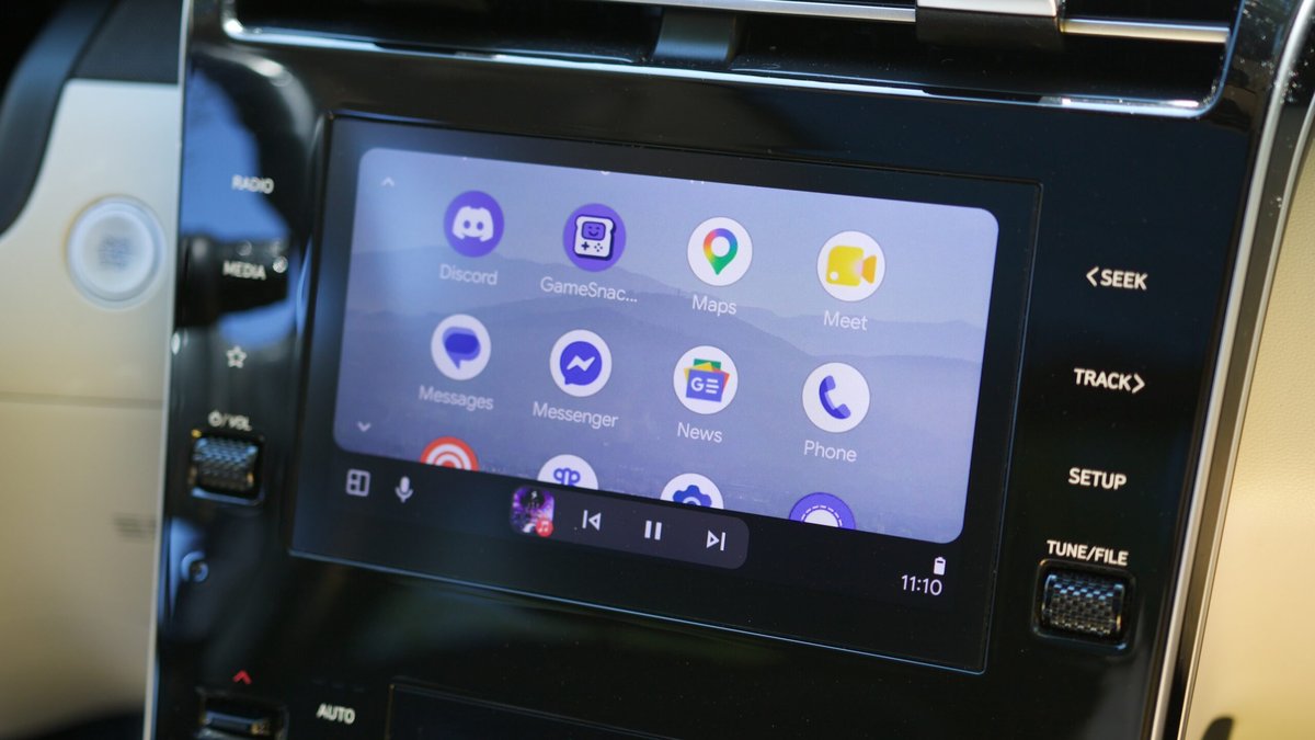 Android Auto launcher on a car dashboard display