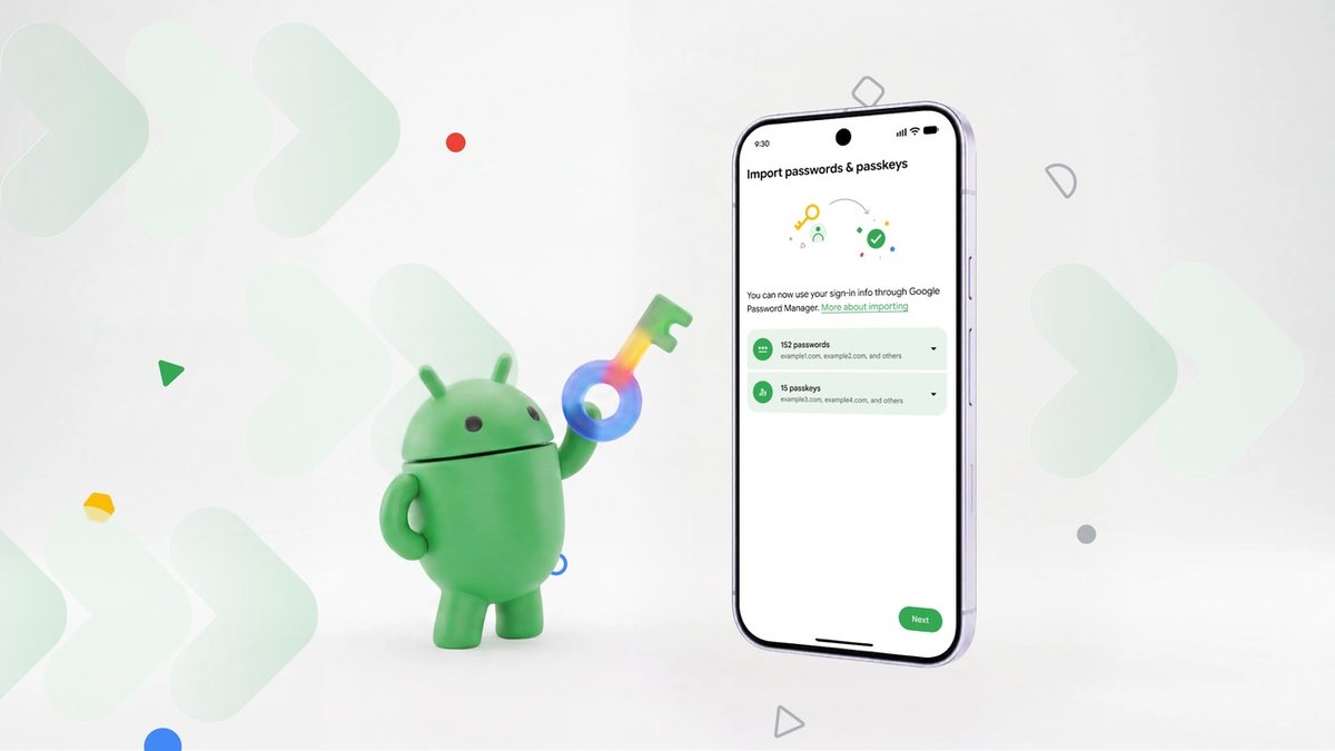 Android password manager transfer screen from Google's announcement