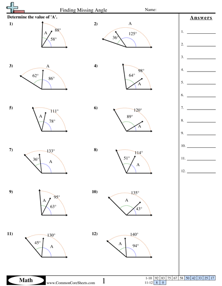 Finding Unknown Angle Measures 2 Worksheet - Angleworksheets.com