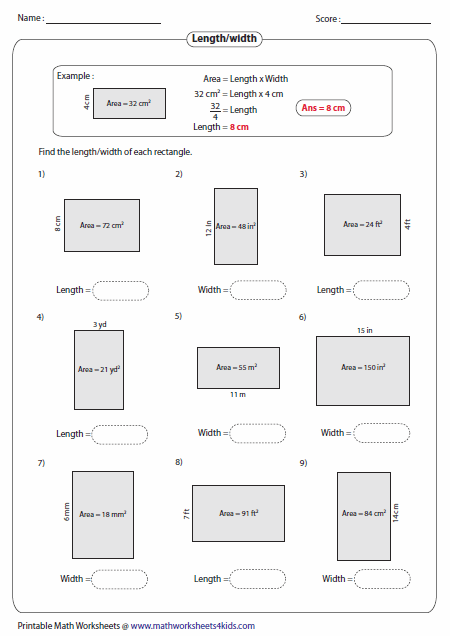 Rectangle Worksheets - Angleworksheets.com