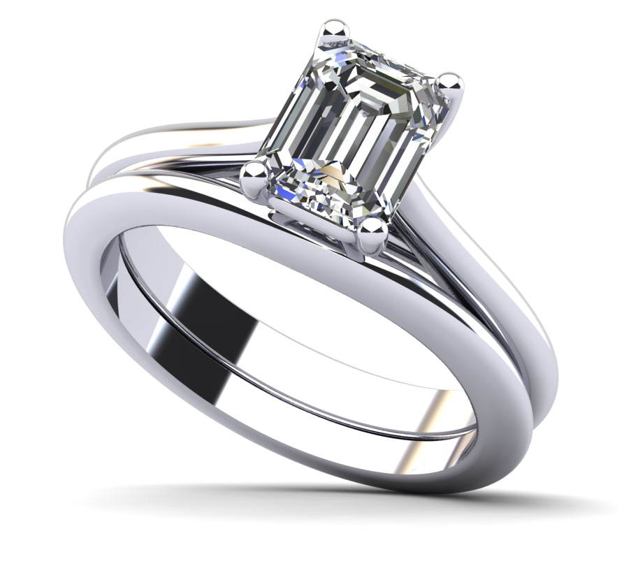 emerald cut diamond bridal set on emerald-cut diamond bridal ring set