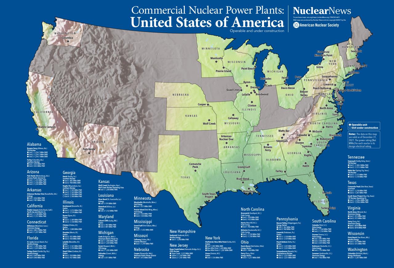 2019 Nuclear News Wall Map Of United States Commercial Nuclear Power E 1557517439