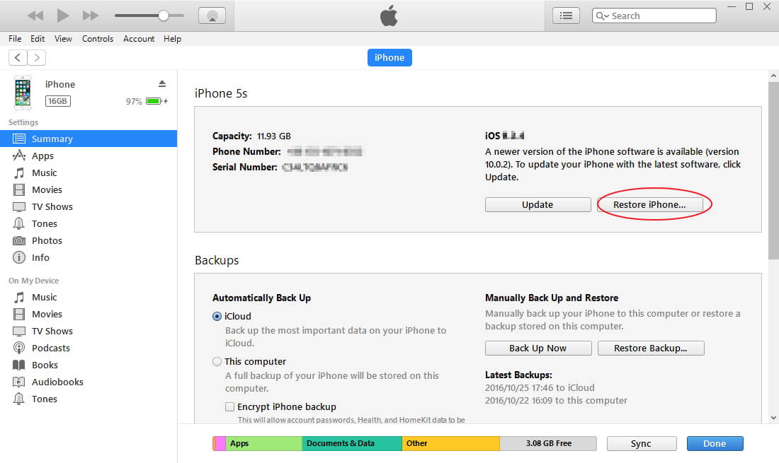 How to reset iphone 5s when you forgot passcode