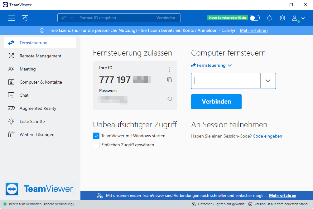 2026 Kann TeamViewer Einen PC Aus Ruhezustand Wecken Teamviewer Main Interface Old 