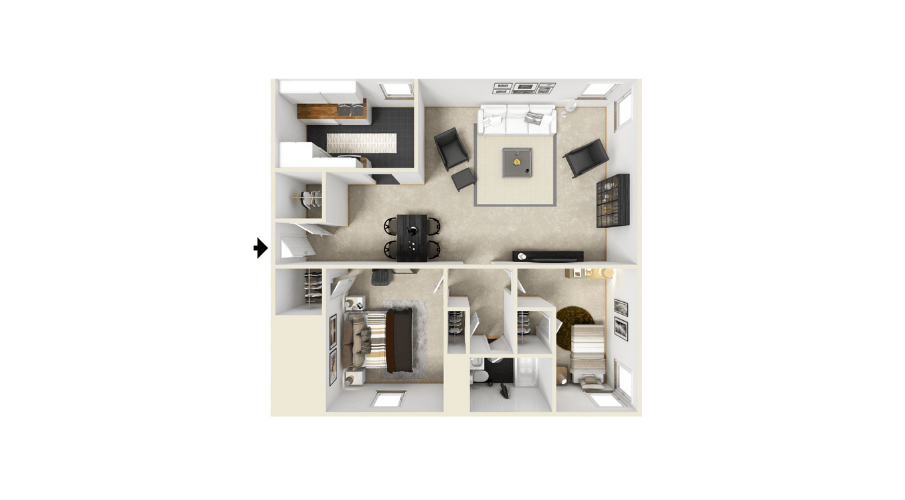 Two Bedroom Large Unfurnished floorplan