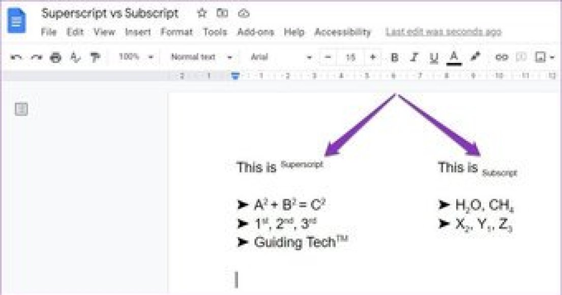 Como adicionar texto sobrescrito ou subscrito no Google Docs 4 Exemplos de texto sobrescrito e subscrito