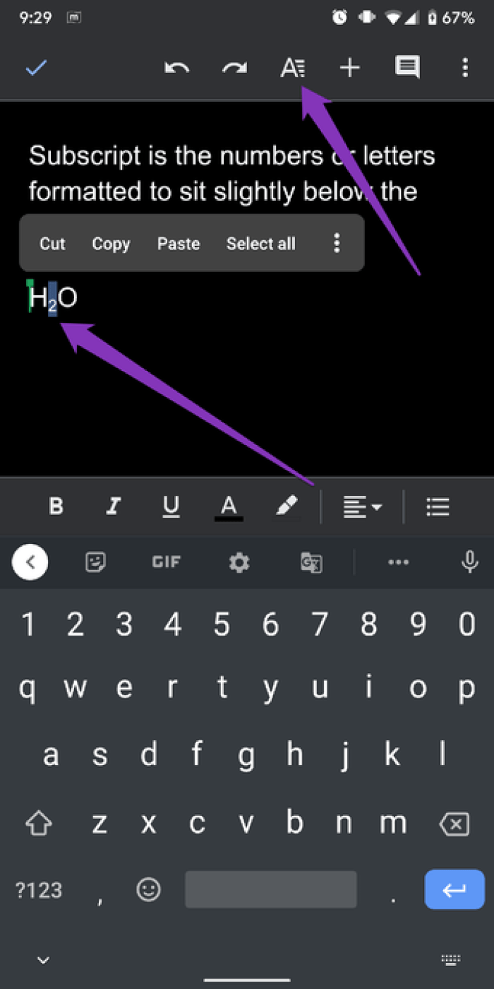Como adicionar texto sobrescrito ou subscrito no Google Docs 12 Formatar texto no aplicativo Google Docs
